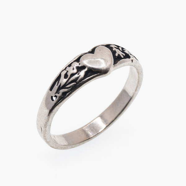 Oxidized 925 Sterling Silver Heart Filigree Toe Ring - TR326