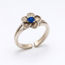 925 Sterling Silver Adjustable Colored CZ Flower Toe Ring - TR331