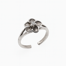 925 Sterling Silver Adjustable Colored CZ Flower Toe Ring - TR331