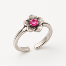 925 Sterling Silver Adjustable Colored CZ Flower Toe Ring - TR331