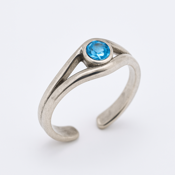 925 Sterling Silver Adjustable Colored CZ Accent Toe Ring - TR332