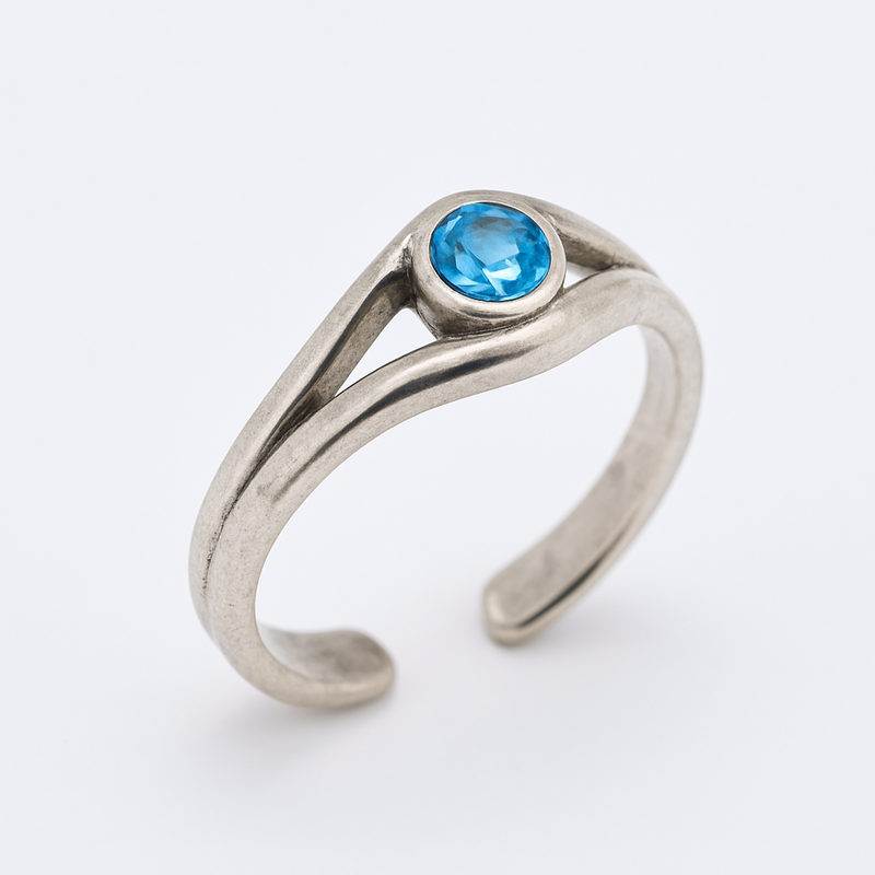 925 Sterling Silver Adjustable Colored CZ Accent Toe Ring - TR332