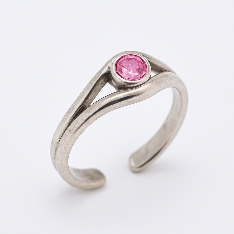 925 Sterling Silver Adjustable Colored CZ Accent Toe Ring - TR332