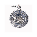 Oxidized 925 Sterling Silver Diamond Cut Puffed Aztec Mayan Calendar Double Sided Pendant - OXP00069