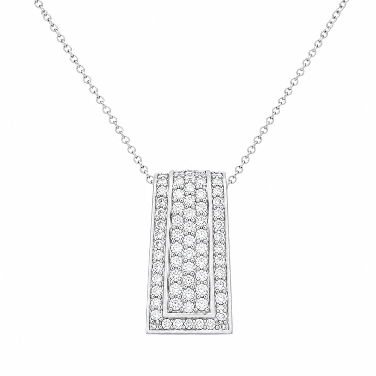 Colgante de circonita rectangular con canal chapado en rodio en plata 925 - ACP00002CLR