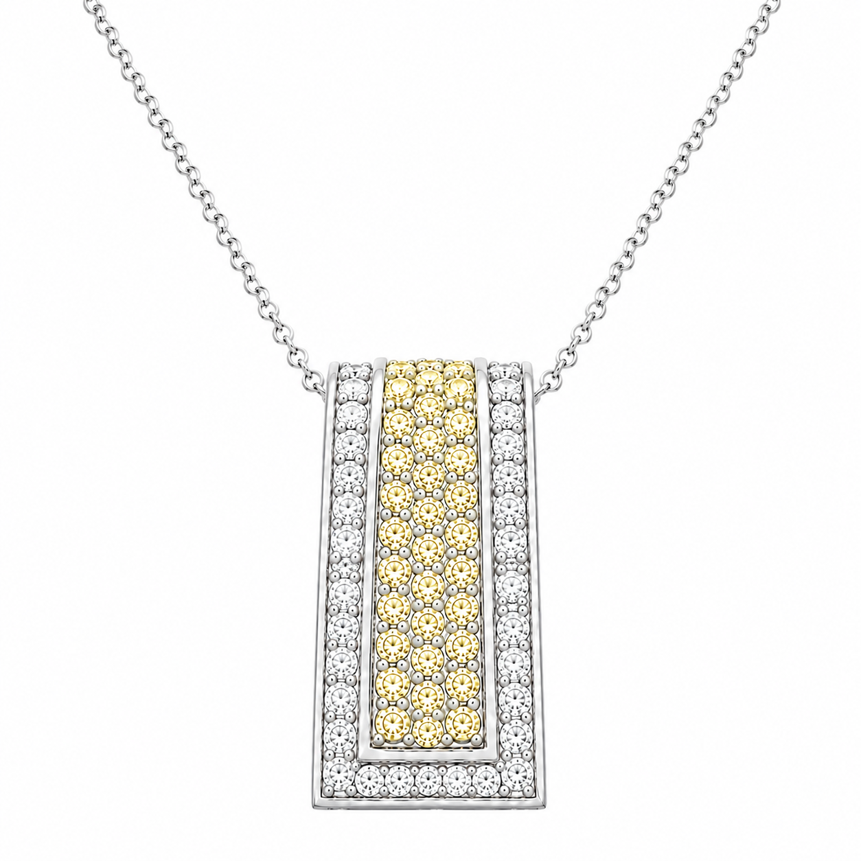 Rhodium Plated 925 Silver Clear Or Black Channel Rectangular CZ Pendant - ACP00002