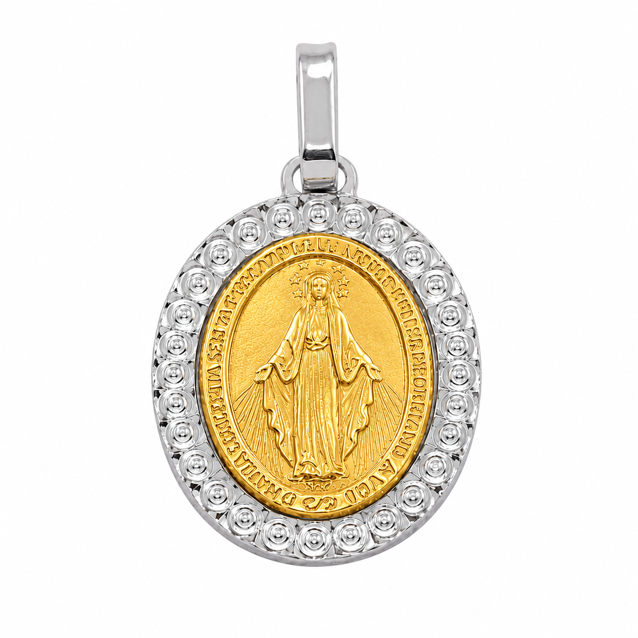 Medallón de la Virgen María en plata de ley 925 bicolor - ARP00019RGP