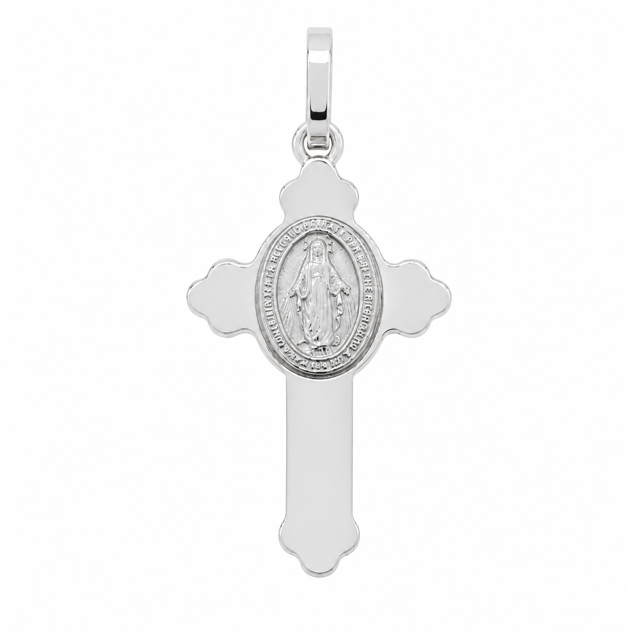 Colgante de cruz con medallón en plata de ley 925 rodiada - ARP00035