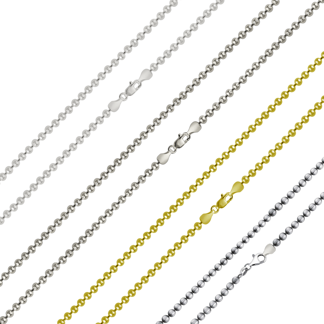 Cadena de plata esterlina 925 con cuentas