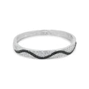Clearance-Silver 925 Rhodium Plated CZ Wave Bangle Bracelet - BGG00020