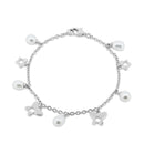 Pulsera de mariposa abierta colgante chapada en rodio de plata 925 con perlas de agua dulce - BGB00081