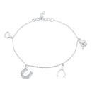 Pulsera CZ con dijes chapados en rodio de plata 925 - BGB00215