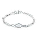 Pulsera de plata de ley 925 rodiada con circonitas y ópalo sintético - BGB00283