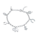 Pulsera de plata de ley 925 rodiada con circonitas y dije de animales de la suerte - BGB00382