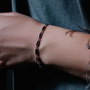 Pulsera de eslabones de ojo de gato con ónix y baño de rodio en plata de ley 925 - BGB00389