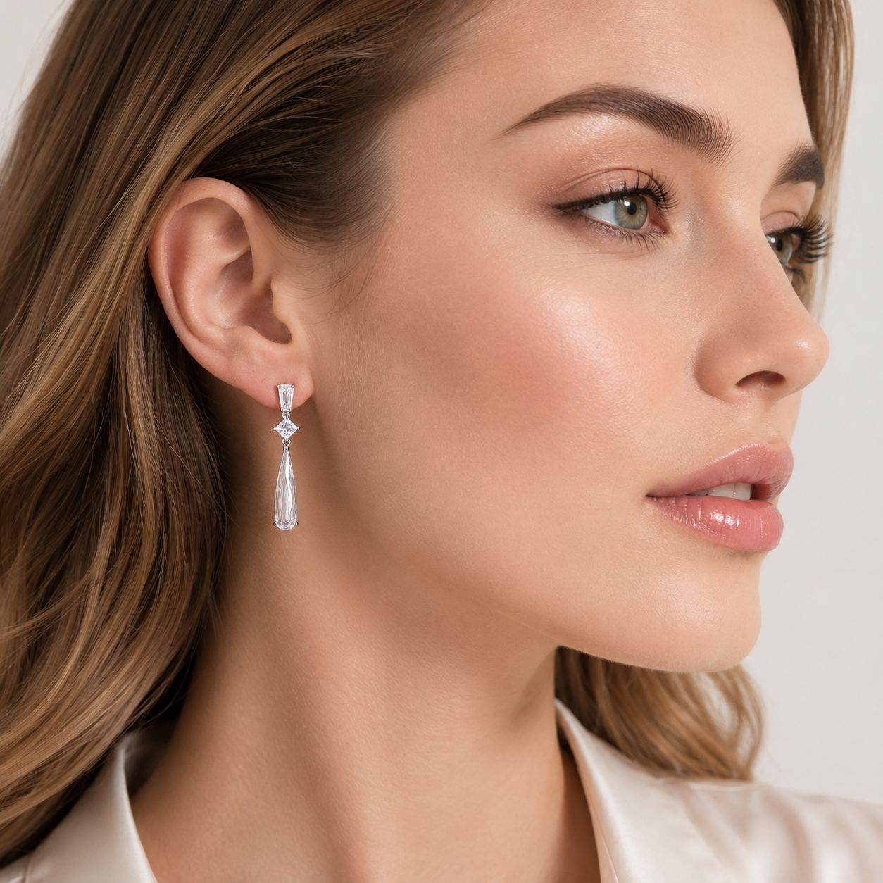 Rhodium Plated 925 Silver Multishape Marquis Clear CZ Dangling Earrings - BGE00066CLR
