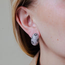 Liquidación - Pendientes de plata 925 rodiada con circonitas negras y transparentes ovaladas y cierre de palanca - BGE00097