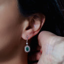 Rhodium Plated 925 Sterling Silver Dangling Green CZ Stud Earrings - BGE00745