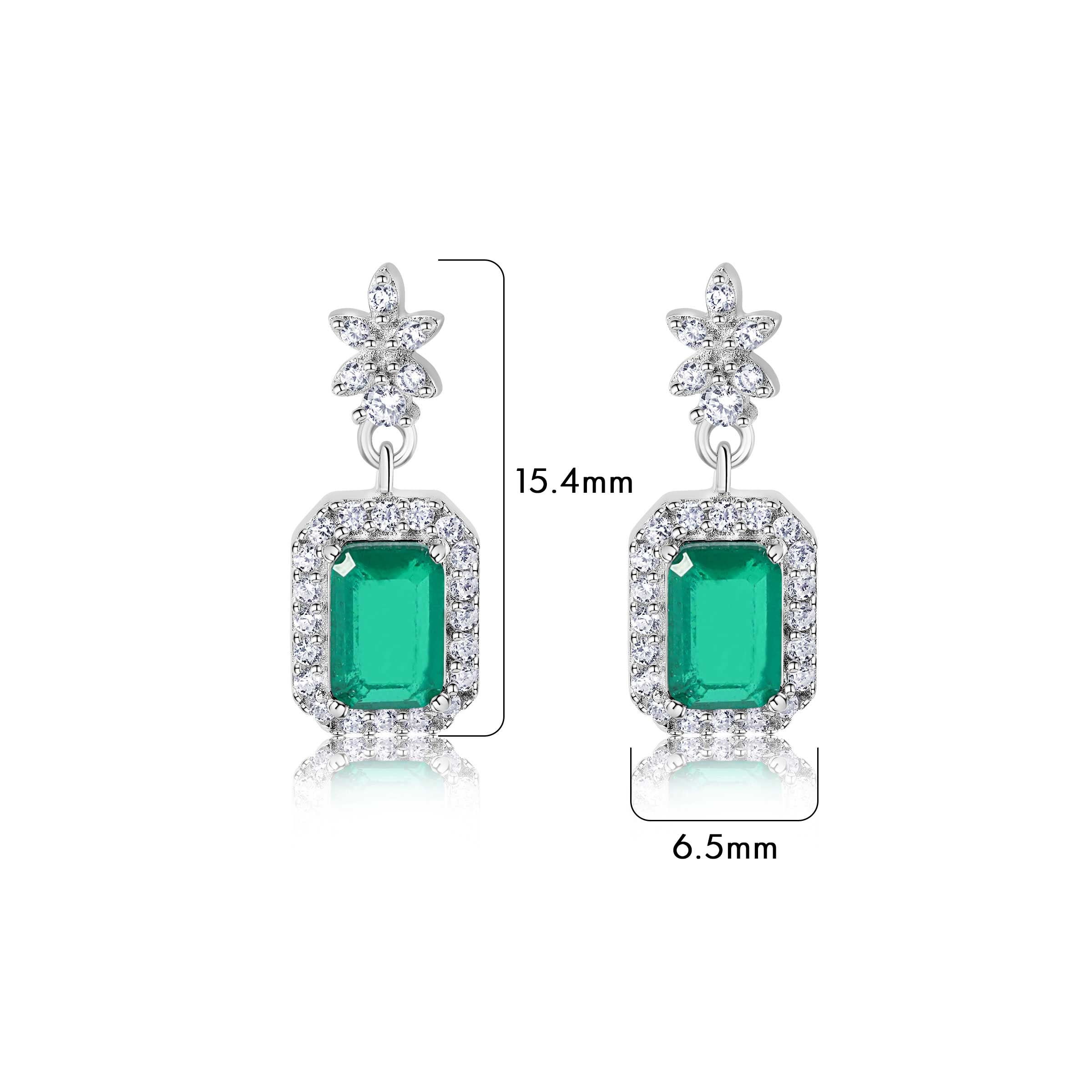 Pendientes colgantes de plata de ley 925 rodiada con circonita verde - BGE00746
