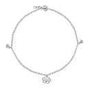 Rhodium Plated 925 Sterling Silver CZ Open Dog Paw Anklet - BGF00040
