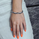 Clearance-Silver 925 Rhodium Plated CZ Wave Bangle Bracelet - BGG00020