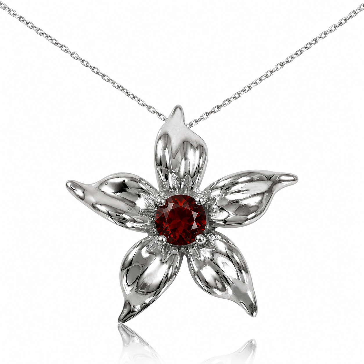Collar de montaje de flor personalizado chapado en rodio de plata 925 - BGP00545