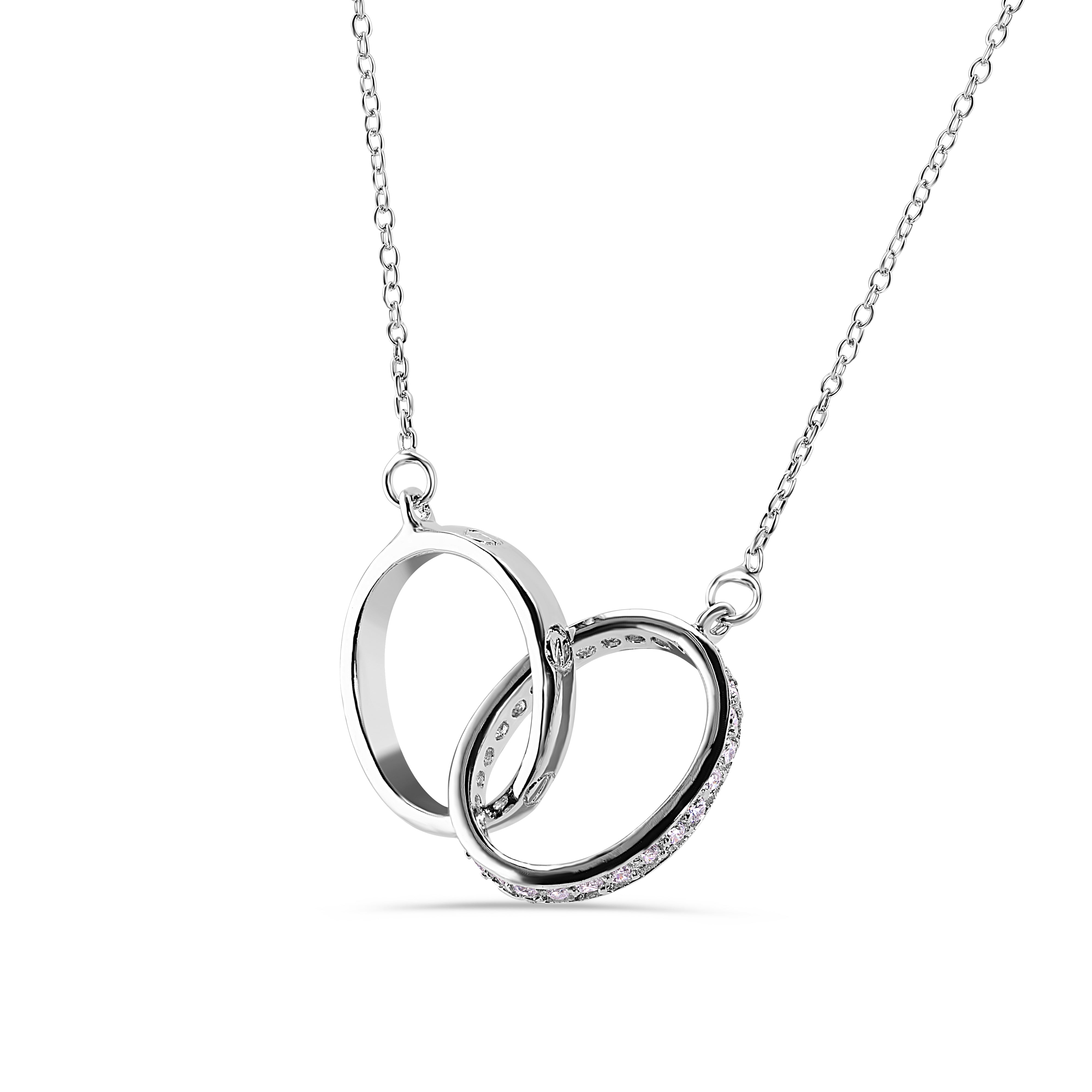 GARNI／silver925／sterling／21号 Rhodium Plated 925 Sterling Silver Intertwined Oval Clear CZ