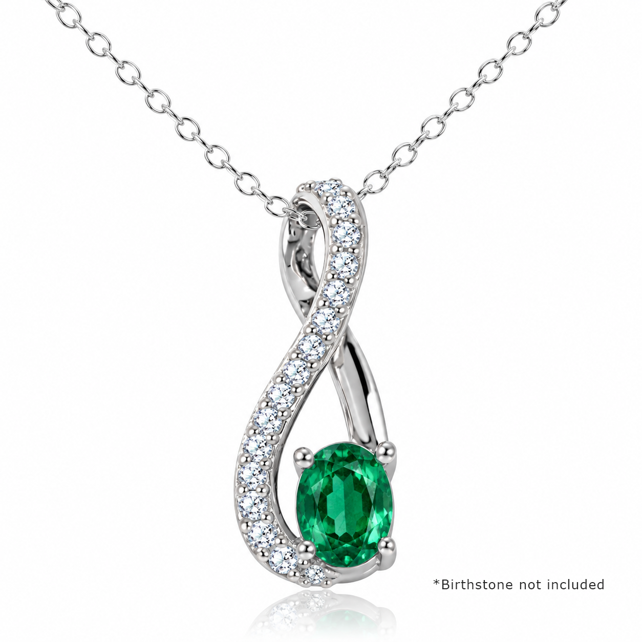 Rhodium Plated 925 Silver Infinity Mounting Pendant Necklace - BGP00909