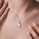 Collar de plata de ley 925 rodiada con circonita cúbica ovalada y piedra de nacimiento - BGP01034