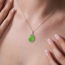 Collar de plata de ley 925 rodiada con circonita cúbica ovalada y piedra de nacimiento - BGP01034