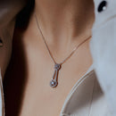 Collar de plata de ley 925 rodiada con doble halo de circonitas cúbicas - BGP01170