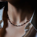 Rhodium Plated 925 Sterling Silver Onyx Cat's Eye Link Necklace - BGP01484