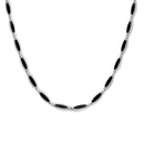 Rhodium Plated 925 Sterling Silver Onyx Cat's Eye Link Necklace - BGP01484