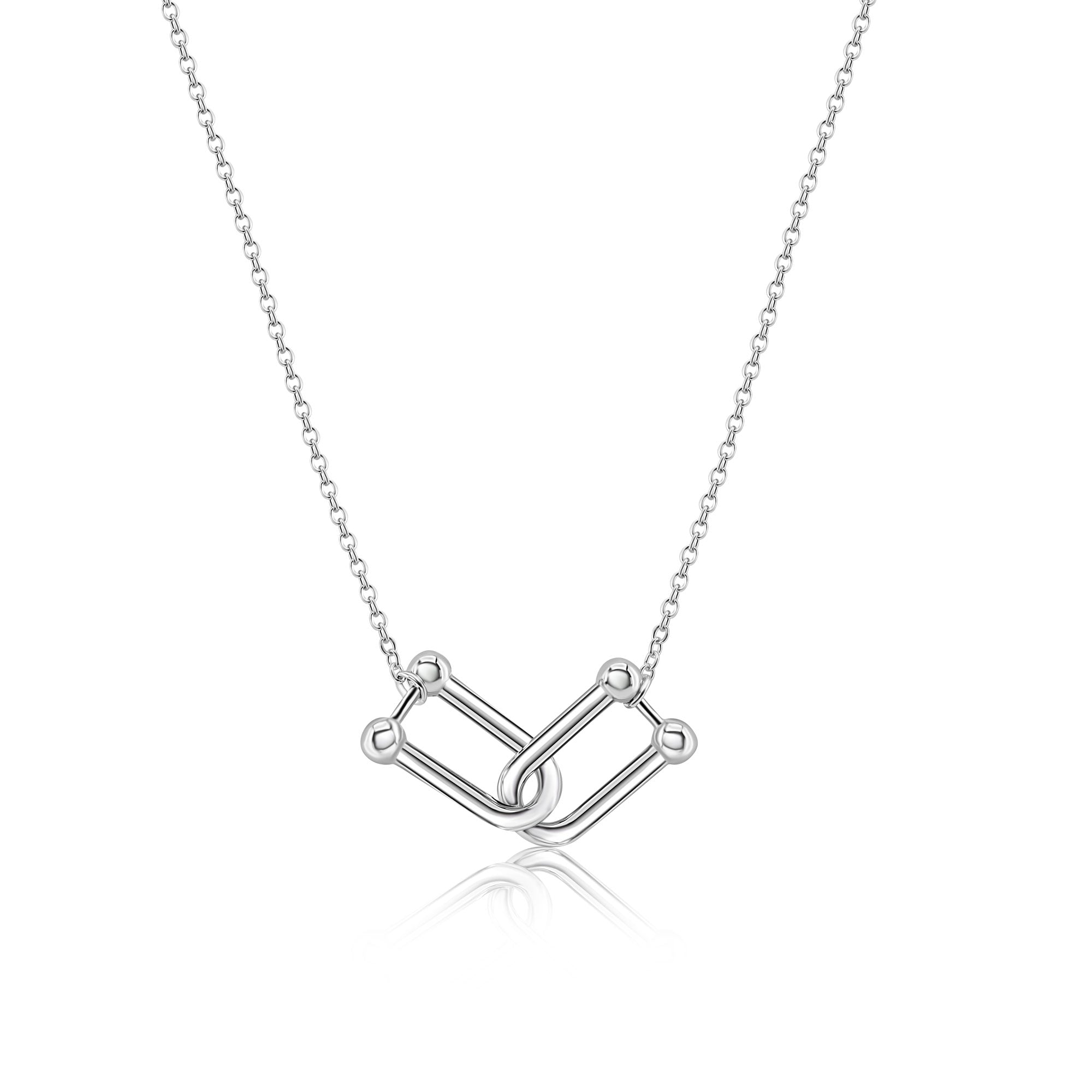 Rhodium Plated 925 Sterling Silver Locking Design Necklace - BGP01485