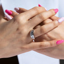 Clearance-Silver 925 Rhodium Plated Black and White CZ Heart Ring - BGR00021