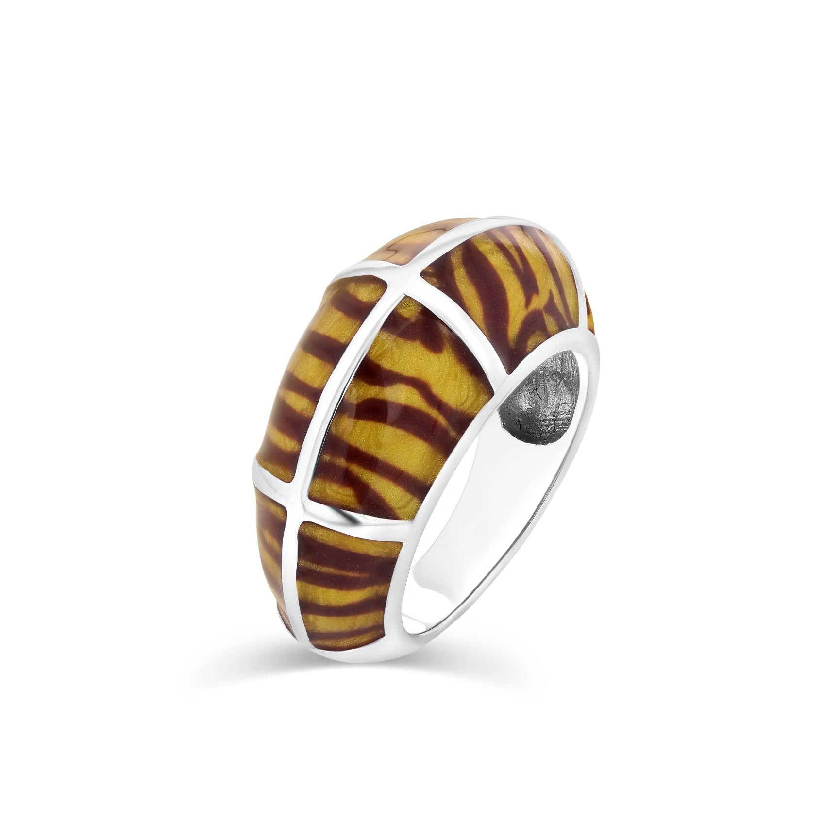 Clearance-Silver 925 Rhodium Plated Tiger Stripes Ring - BGR00148