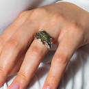 Clearance-Silver 925 Rhodium Plated Purple and Green Pave Set CZ Lizard Ring - BGR00324