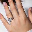 Silver 925 Rhodium Plated Clear Micro Pave Set CZ Estate Engagement Ring Set - BGR00713