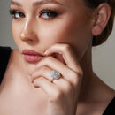 Silver 925 Rhodium Plated Clear Center and Cluster CZ Teardrop Ring - BGR00887CLR