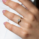 Gold Plated 925 Sterling Silver Open Ring with Round CZ and CZ Circle - BGR01118GP