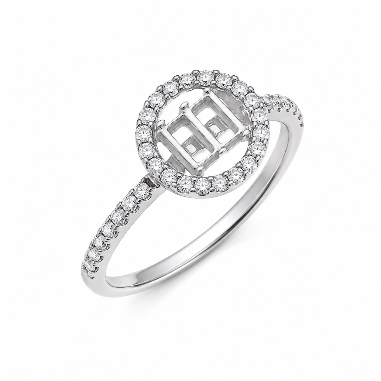 Anillo de plata de ley 925 rodiada con circonita cúbica (solo montura) - BGR01140