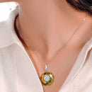 Clearance-Silver 925 Rhodium and Gold Plated Hammered Circle Clear Pave Set CZ Leverback Earring and Necklace Set - BGS00129