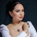 Liquidación - Conjunto de pendientes y collar con flor puntiaguda de circonita transparente y baño de rodio negro y plata 925 - BGS00156