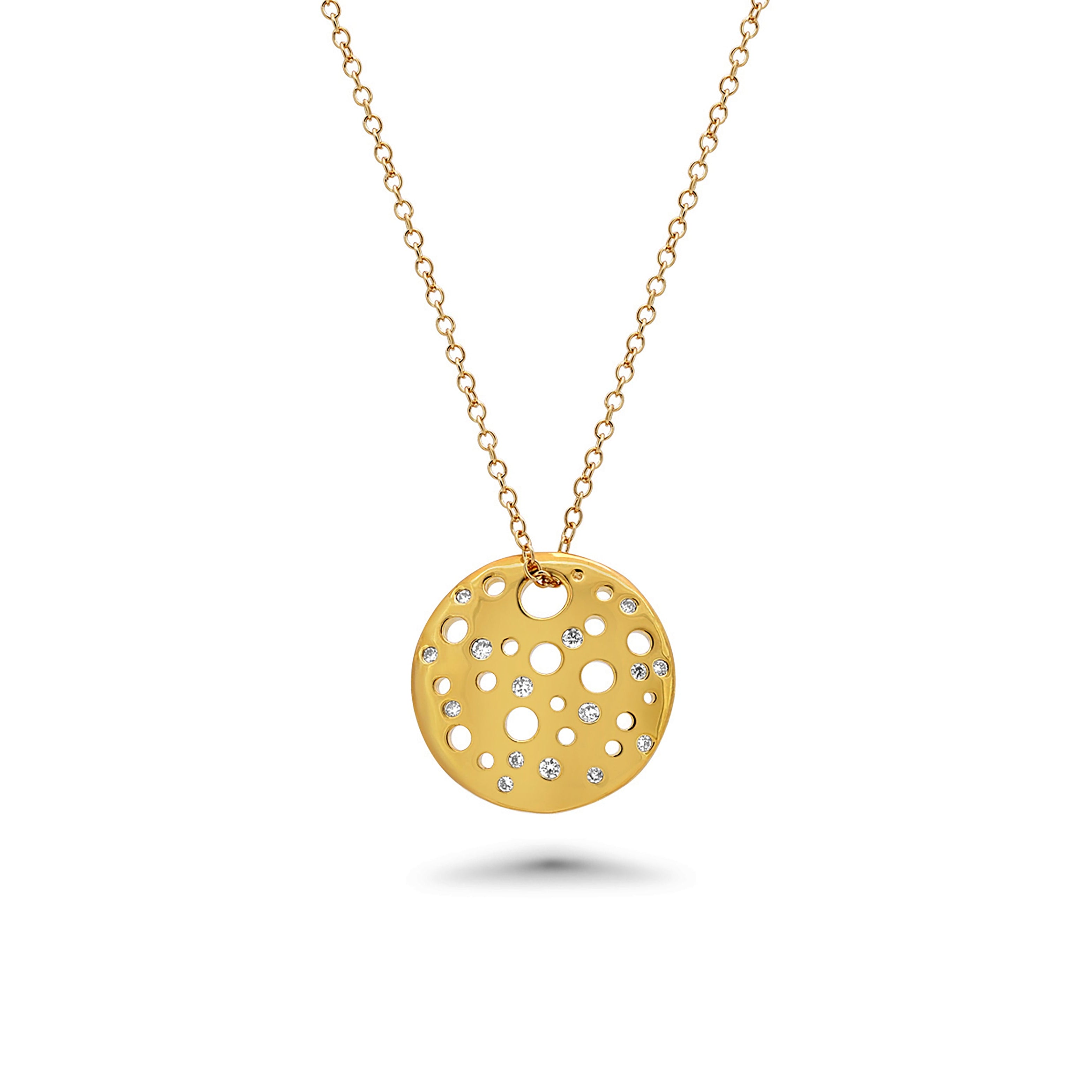 Clearance-Silver 925 Gold Plated Clear Round Disc CZ Stud Earring and Necklace Set - BGS00385