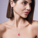 Rhodium Plated 925 Sterling Silver Teardrop Gradient Pink Orange CZ Set - BGS00590