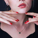 Clearance-Gold Plated 925 Sterling Silver Mini Green Clover Set with CZ - BGS00610