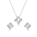 Rhodium Plated 925 Sterling Silver Woven Design Earring and Pendant Set - BGS00626