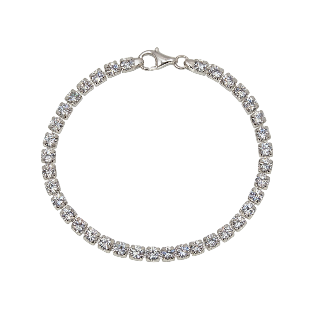 925 Sterling Silver 4mm Tennis Square Clear CZ Bracelet - BSB0015