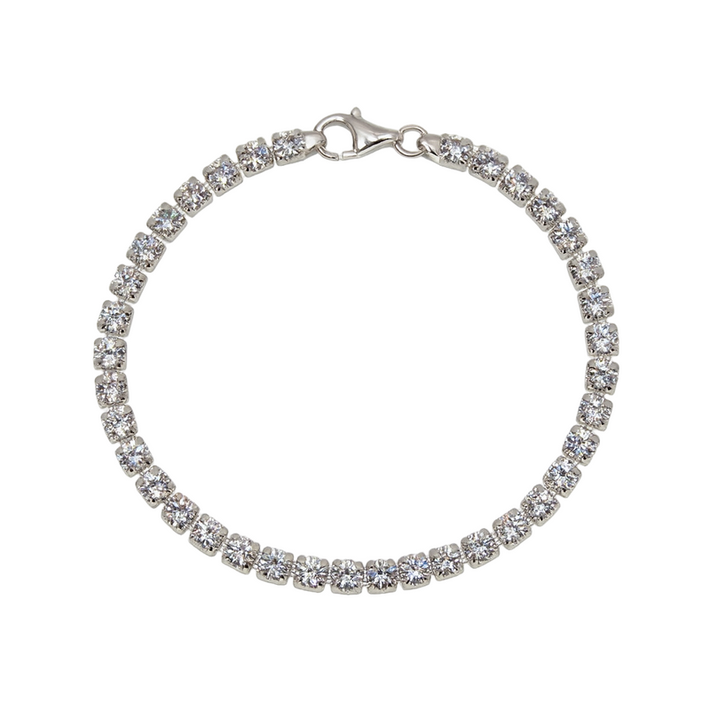 Pulsera de circonita transparente de tenis de 2,4 mm chapada en rodio de ley 925 - BSB0014