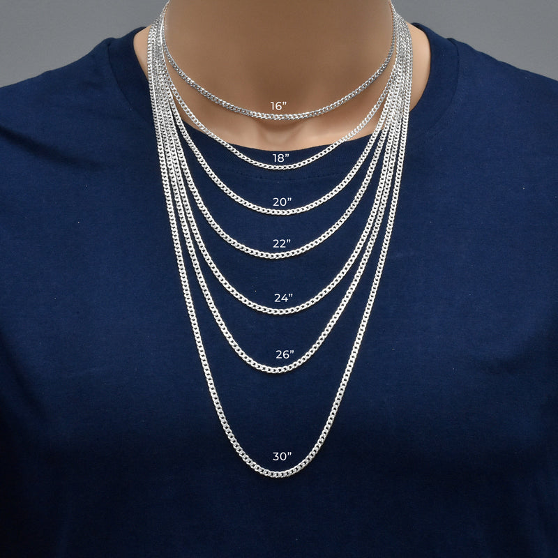 Curb 080 1 Side Diamond Cut 1 Side Plain Chain 2.8mm - CH626